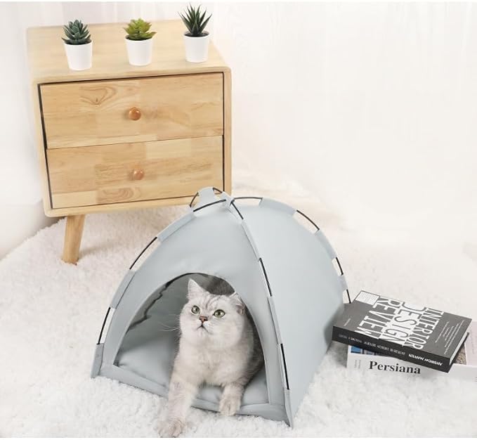 Cat Tent – Lightweight & Breathable Waterproof Shelter Designed for Indoor/Outdoor Adventures, Giving Your pet Safe Outdoor Exploration Joy. (Slate Gray, 15.7×15.7 in)