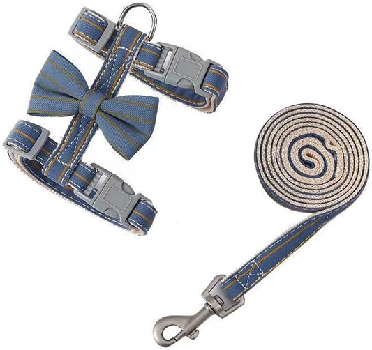Butterfly Bow Tie Cat Harness and Leash Set - Adjustable, Escape-Proof, Breathable Kitten Vest with Cute Design for Small Cats & Indoor/Outdoor Safety Blue XS