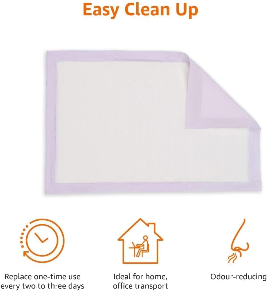 Amazon Basics Cat Litters Pee Pads, 40 Count, Universal Fit for Litter Box, Odor Control, Unscented, Purple