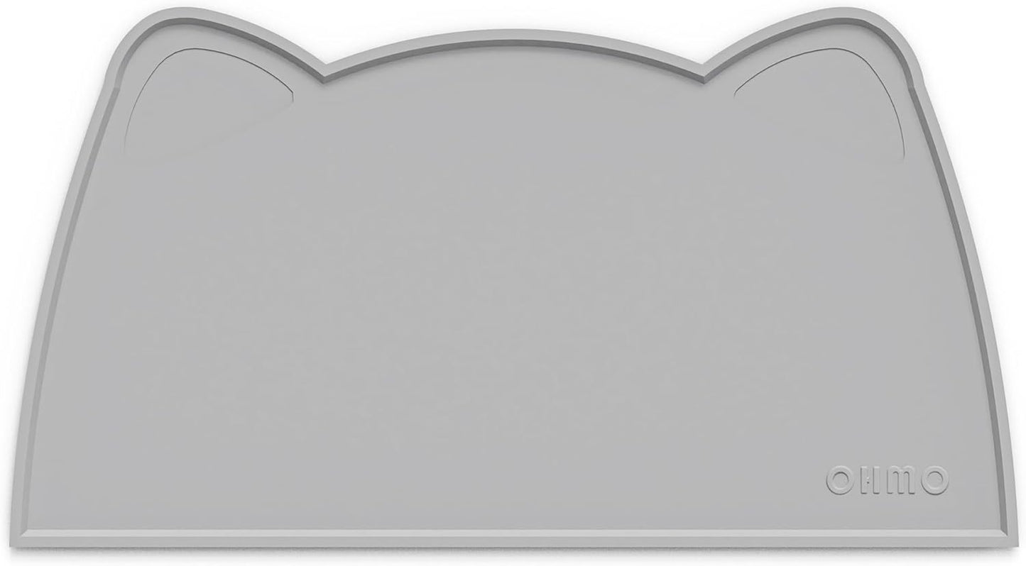 OHMO - Cat Food Mat, Silicone Pet Feeding Mat for Floor Non-Skid Waterproof Dog Water Bowl Tray, Easy to Clean Pet Placemat