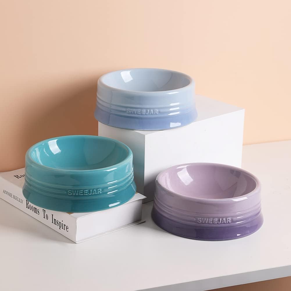 Sweejar Gradient Dog Bowl, Ceramic Dog Food Dish for Large Dogs and Large Cat, Porcelain Pet Bowl for Food and Water 32 oz (Gradient Purple)