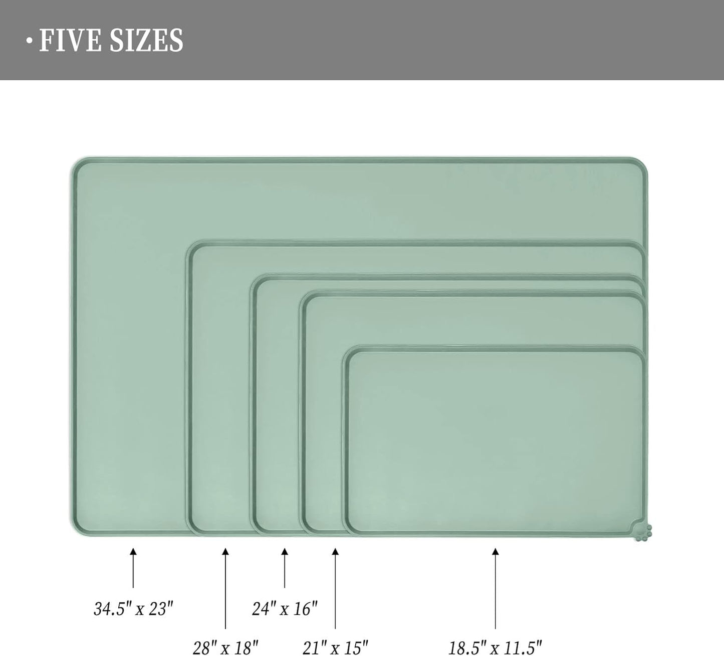 Waterproof Pet Feeding Mat with High Raised Edges, Heavier and Thicker Placemats for Cat Dog Water Bowl with BPA Free, Dogs Cats Food Mats for Messy Drinkers to Prevent Spill and Protect Floors