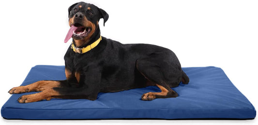 K9 Ballistics Tough Ripstop Orthopedic Dog Bed - Durable Pad with Washable Cover, for Wire Crates, Tie-Downs Included, Size: X-Large 47"x29", Blue Quartz