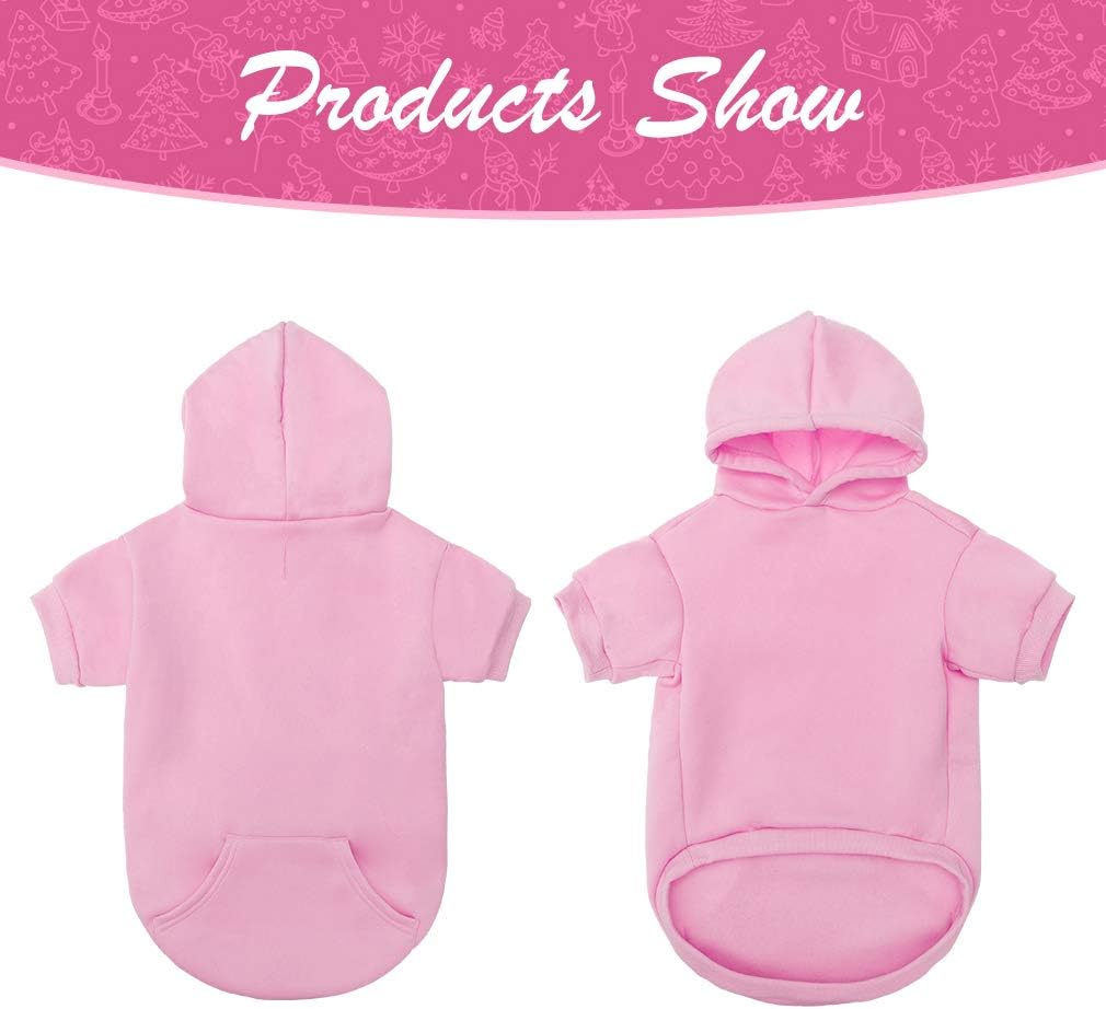 KOOLTAIL Basic Dog Hoodie - Soft and Warm Dog Hoodie Sweater with Leash Hole and Pocket, Dog Winter Coat, Cold Weather Clothes Sweatshirt for Small Medium Large Dogs Puppy Cat Boys Girls Pink XS