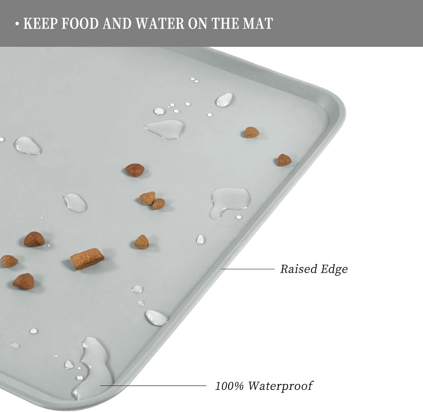 Waterproof Pet Feeding Mat with High Raised Edges, Heavier and Thicker Placemats for Cat Dog Water Bowl with BPA Free, Dogs Cats Food Mats for Messy Drinkers to Prevent Spill and Protect Floors