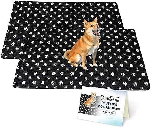 EZwhelp Reusable Dog Pee Pads, Washable Waterproof Mats for Dog Potty Training or Whelping Pads, 39x39 Inch, 2 Pack