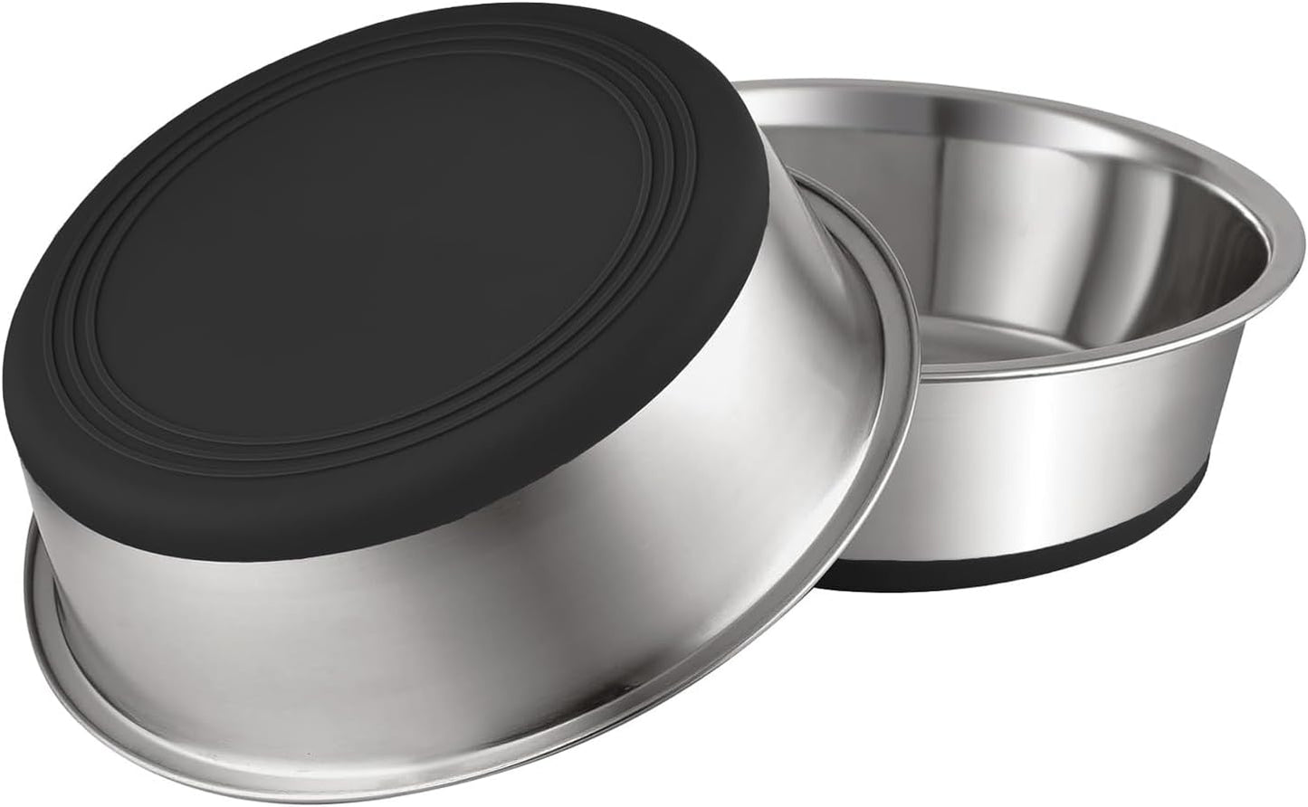 YINGFAN Stainless Steel Dog Bowls, 2 Pack Metal Dog Bowls with Non-Slip Rubber Base, Durable Food and Water Bowl for Small, Medium Dogs, Holds 3 Cups, BPA-Free, Dishwasher Safe (Black)
