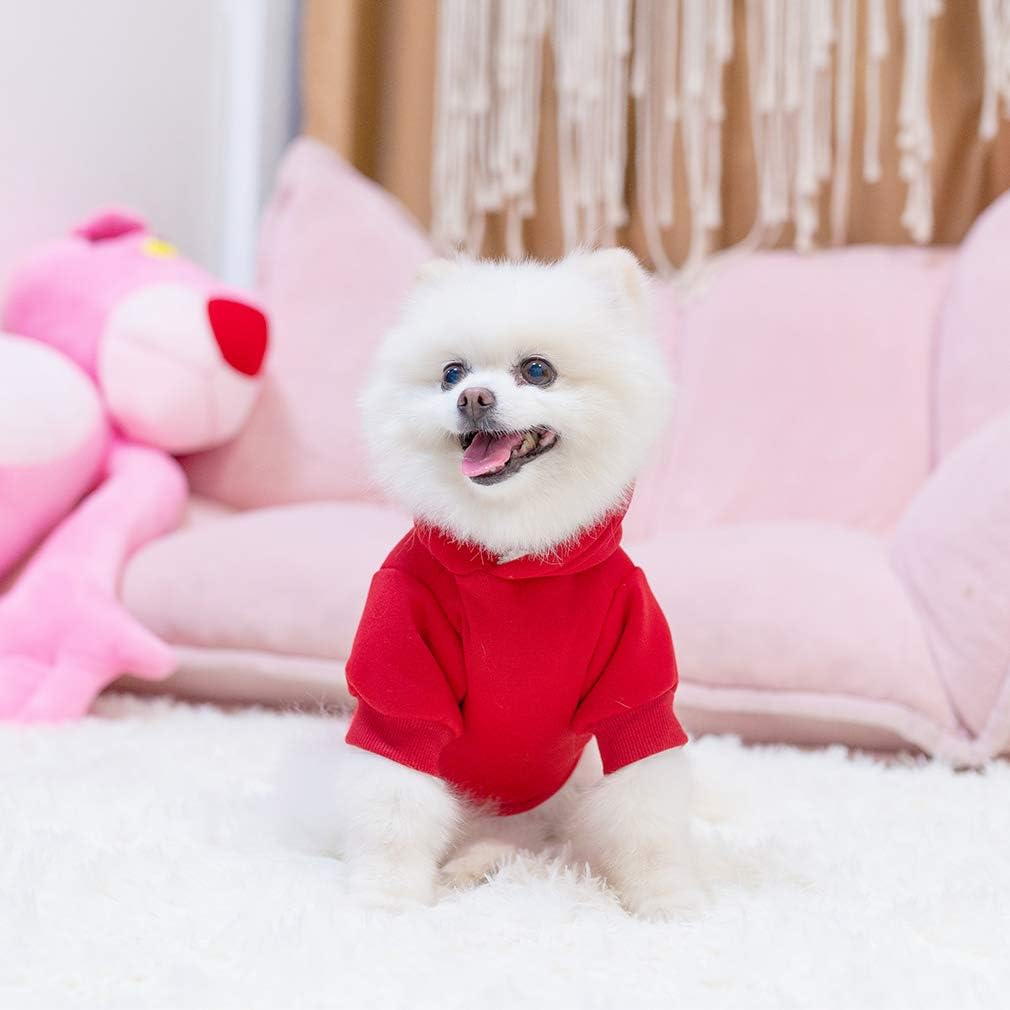 KOOLTAIL Basic Dog Hoodie - Soft and Warm Dog Hoodie Sweater with Leash Hole and Pocket, Dog Winter Coat, Cold Weather Clothes Sweatshirt for Small Medium Large Dogs Puppy Cat Boys Girls Red M