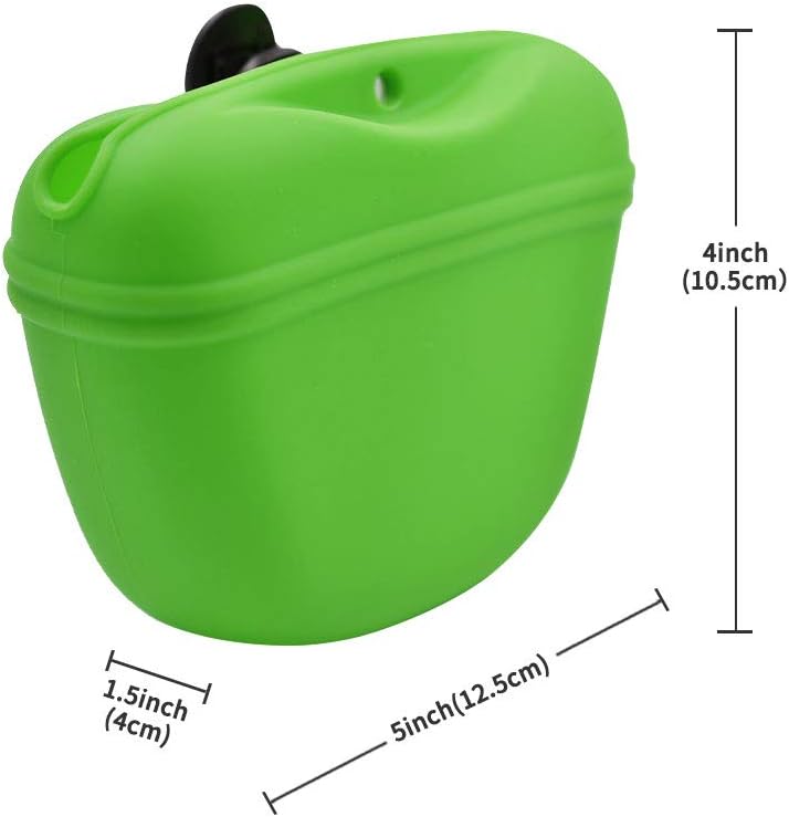 AUDWUD - Silicone Dog Treat Pouch - Clip on Portable Training Container - Convenient Magnetic Buckle Closing and Waist Clip - No BPA