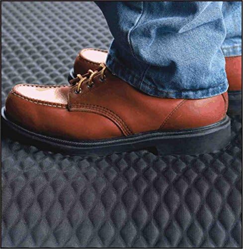 American Floor Mats Hog Heaven Premium 7/8" Black & Yellow Border 5' x 8' Nitrile Backed Anti-Fatigue Comfort Mat