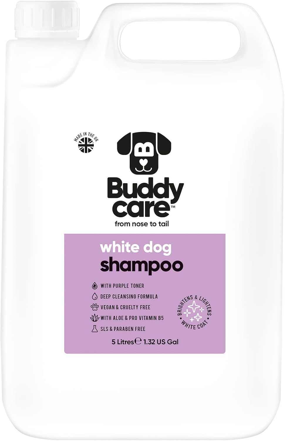 White Dog Shampoo by Buddycare | Brightening and Whitening Shampoo for Dogs | Deep Cleansing, Fresh Scented | with Aloe Vera and Pro Vitamin B5 (169.07oz)