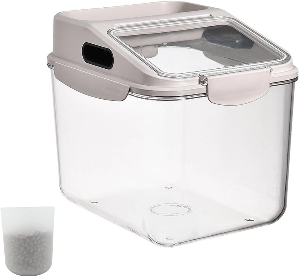 Fhiny 11LB Dog Food Storage Container, Airtight Pet Treat Bin Translucent Dry Food Grain Storage Barrels Sealed Bucket Moisture-Proof Plastic Cat Puppy Food Bin with Seal Locking Lid Keep Fresh