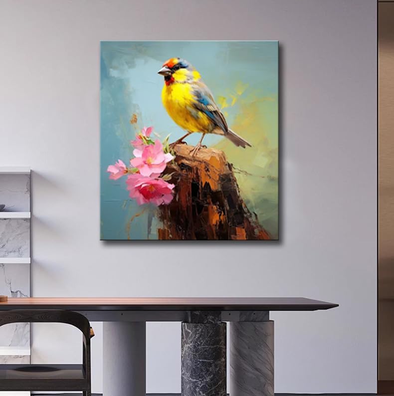 Bathroom Bird Decor Wall Art, Watercolor Bird Picture Canvas Wall Art Decor for Living Room Farmhouse Bathroom Decoration Framed Office Decor Kitchen Accessories 16"x24" 1 PCS