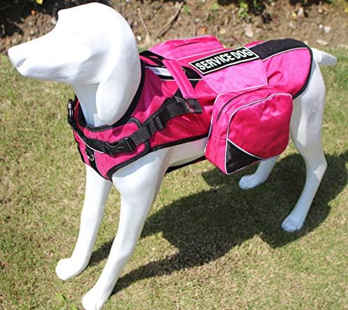 Serijoars Dog Vest Harnesses with Saddlebag Backpack for Camping & Travel - Reflective Hound Hiking Backpack Saddle Bag - Lightweight Vest Harness for Medium & Large Dogs (Hot Pink, S)