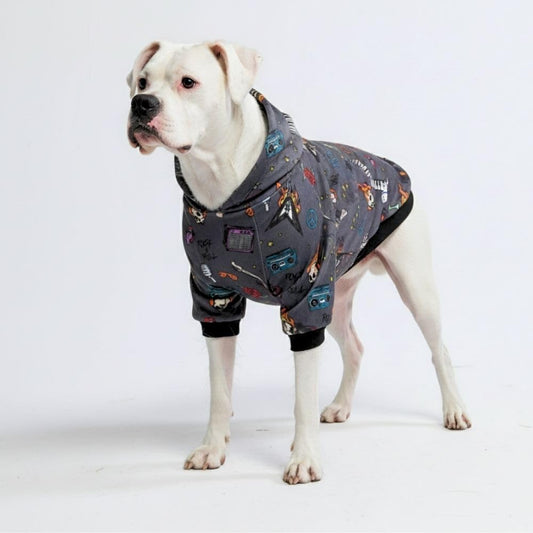 Spark Paws Dog Hoodie – Premium Dog Sweater for Small, Medium, and Large Dogs | Warm Outfits for French Bulldogs, Pitbull, Puppy, Winter Jacket Alternative - Rock and Roll -3XL