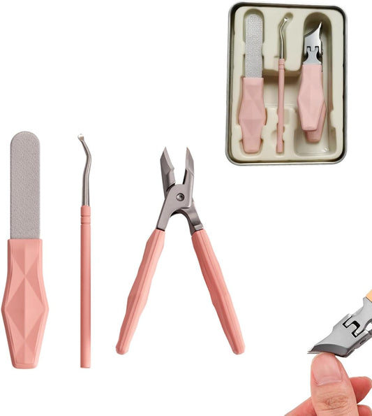 Angled Nail Clippers Pink Eagle Beak Oblique Slanted Curved Thick Professional Nail Clippers for Women Adult Men Ingrown