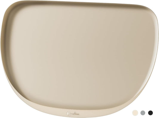 DownyPaws Dog Food Mats for Floors Waterproof, BPA Free Silcone Dog Bowl Mat, Non-Slip Pet Feeding Mat with High Raised Edge, Cat Placemat for Messy Drinkers, 18"×12.5", Almond