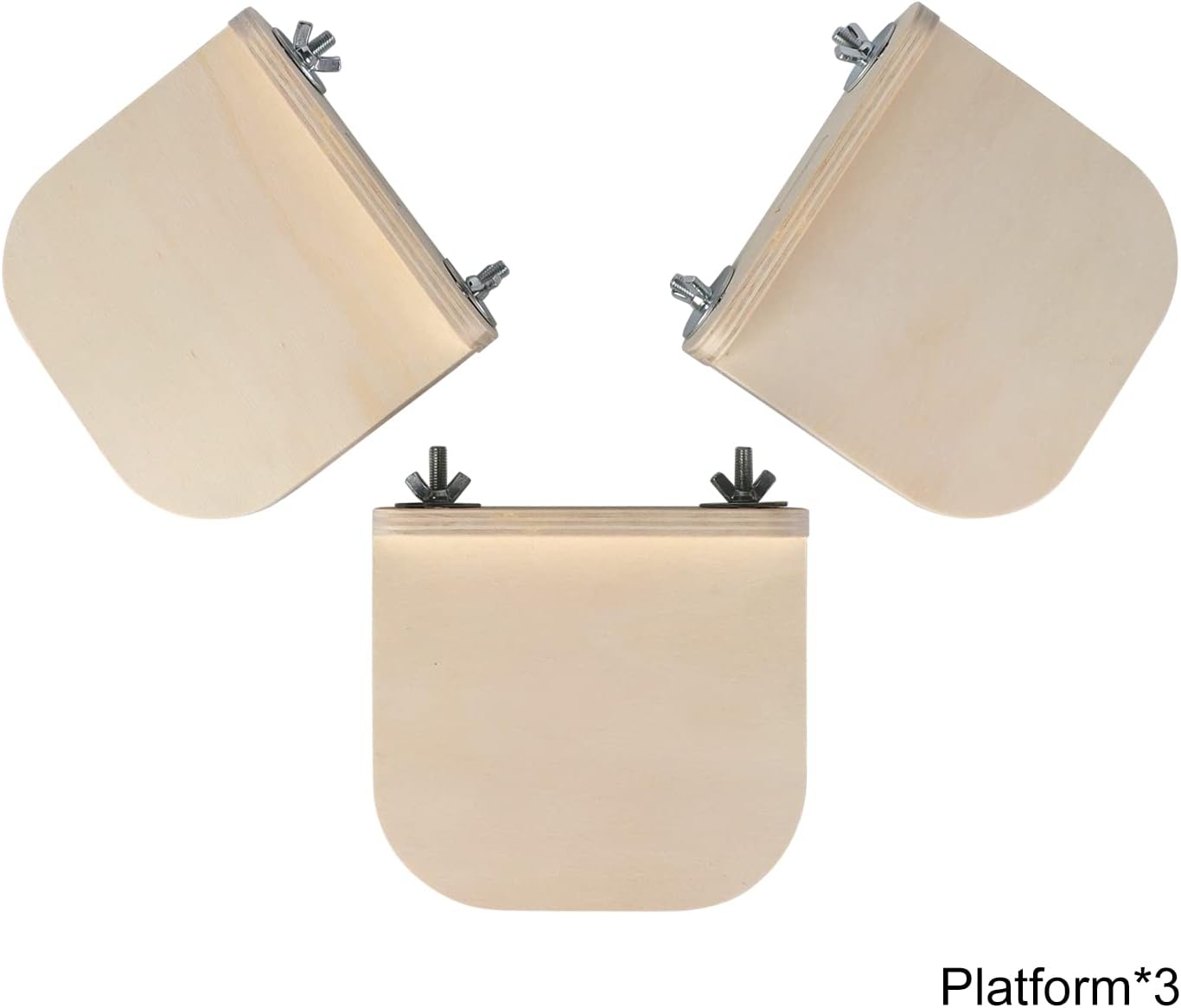 Chinchilla Wooden Platform Set, Chinchilla Cage Platform with Feeding Bowl, Small Animals Cage Accessories for Squirrel Gerbil Suger Glider Hamsters (3Pcs of Small Platform)