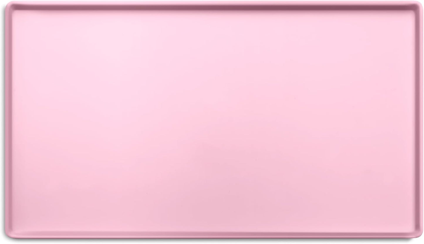 CatGuru Cat Food Mat, Small & Large Pet Feedingd Mat, 100% Waterproof Cat Mats for Food and Water, Silicone Mats for Pet Bowls, Non-Slip Placemat for Water Bowl or Fountain (Small, Pink)