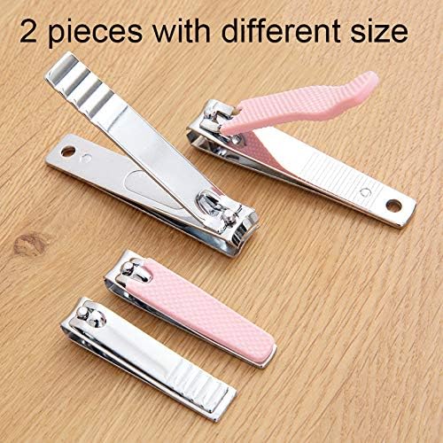 Rocutus 2pcs/Set Nail Clippers Set Portable Nail Scissors Toenail Clippers Nail Clippers,Adult Pedicure Nail Clippers,Fingernail Clippers Household Foot Manicure Scissors Manicure Tools (Pink)