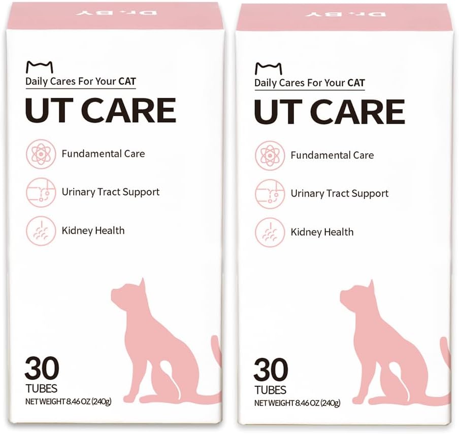 Dr.by UT Care Cat UTI Kidney Support Urinary Supplement Cranberry Treatment for Cats Renal Health with Pacran, Quercetin, Taurine lickable Formula Individually Packaged (2 Packs)