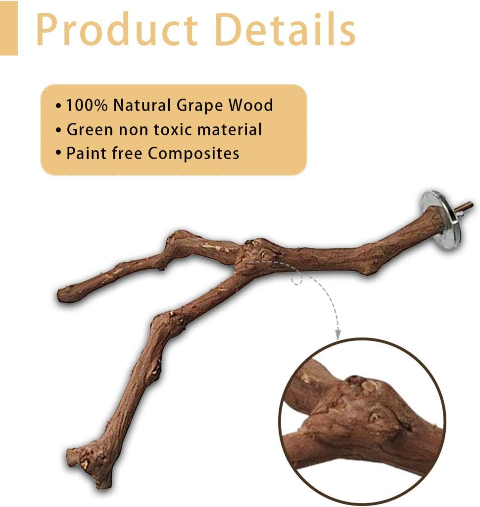 PINVNBY Bird Perch for Cage,3Pcs Parrot Perches Natural Grape Wood Birdcage Stands Pole 4Pcs Birds Toys Ball for Parakeet Lovebirds Budgies Cockatiels Finches