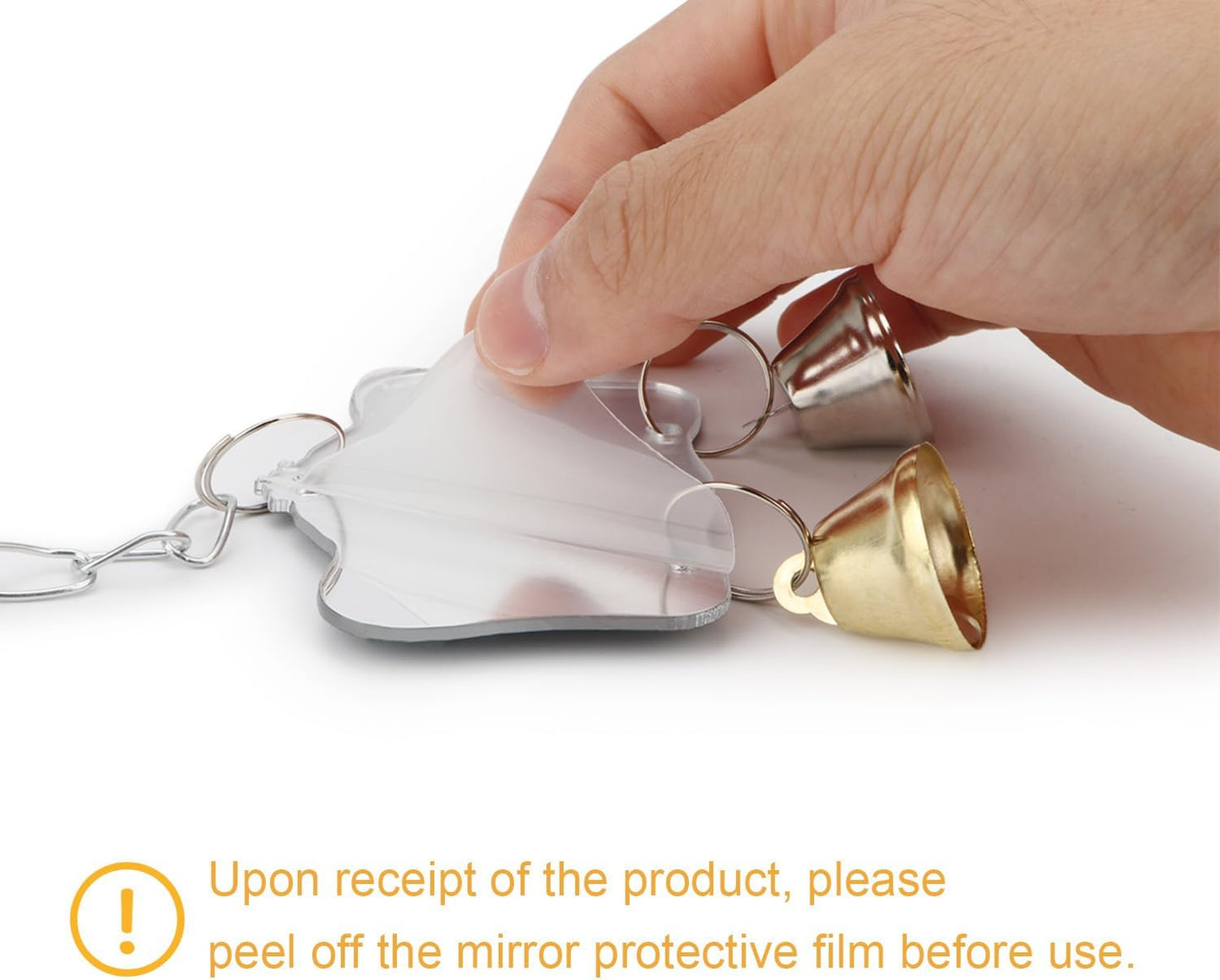 Hypeety Pet Bird Mirror Toy with Bells Hanging Toy for Parakeet Cockatiel Conure Lovebirds Finch Canary Cage Swing Fun Play Toy (Bird Mirror-2 Bells)