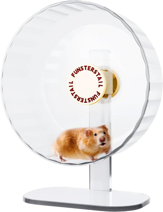 Super Silent Hamster Wheel 10.4 Inch, Magnetic Large Rat Wheel for Chinchilla, Gerbil, Guinea Pig, Cat, Mouse, Sugar Glider and Dwarf, Syrian Hamster Accessories (Cream White)
