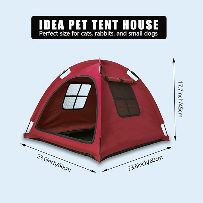 Red Cat Tent House、Cat's Nest, Portable Indoor/Outdoor Pet Tent House for Cats, Puppies and Other Small Animals