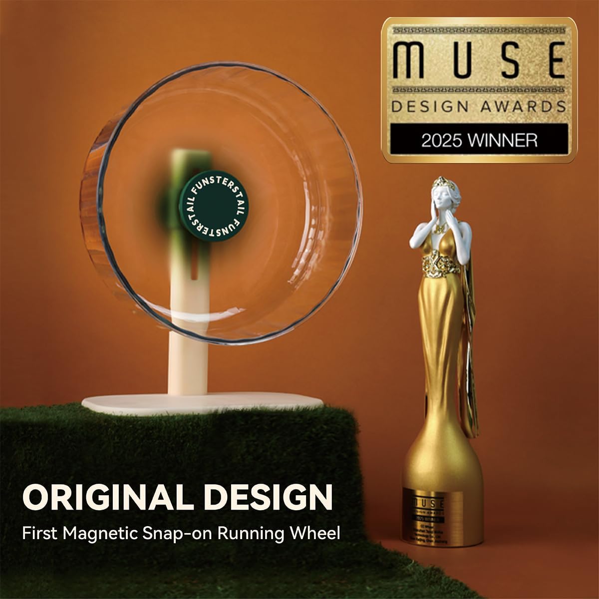 Super Silent Hamster Wheel 8.7 Inch, Magnetic Large Rat Wheel for Chinchilla, Gerbil, Guinea Pig, Cat, Mouse, Sugar Glider and Dwarf, Syrian Hamster Accessories (Avocado Green)