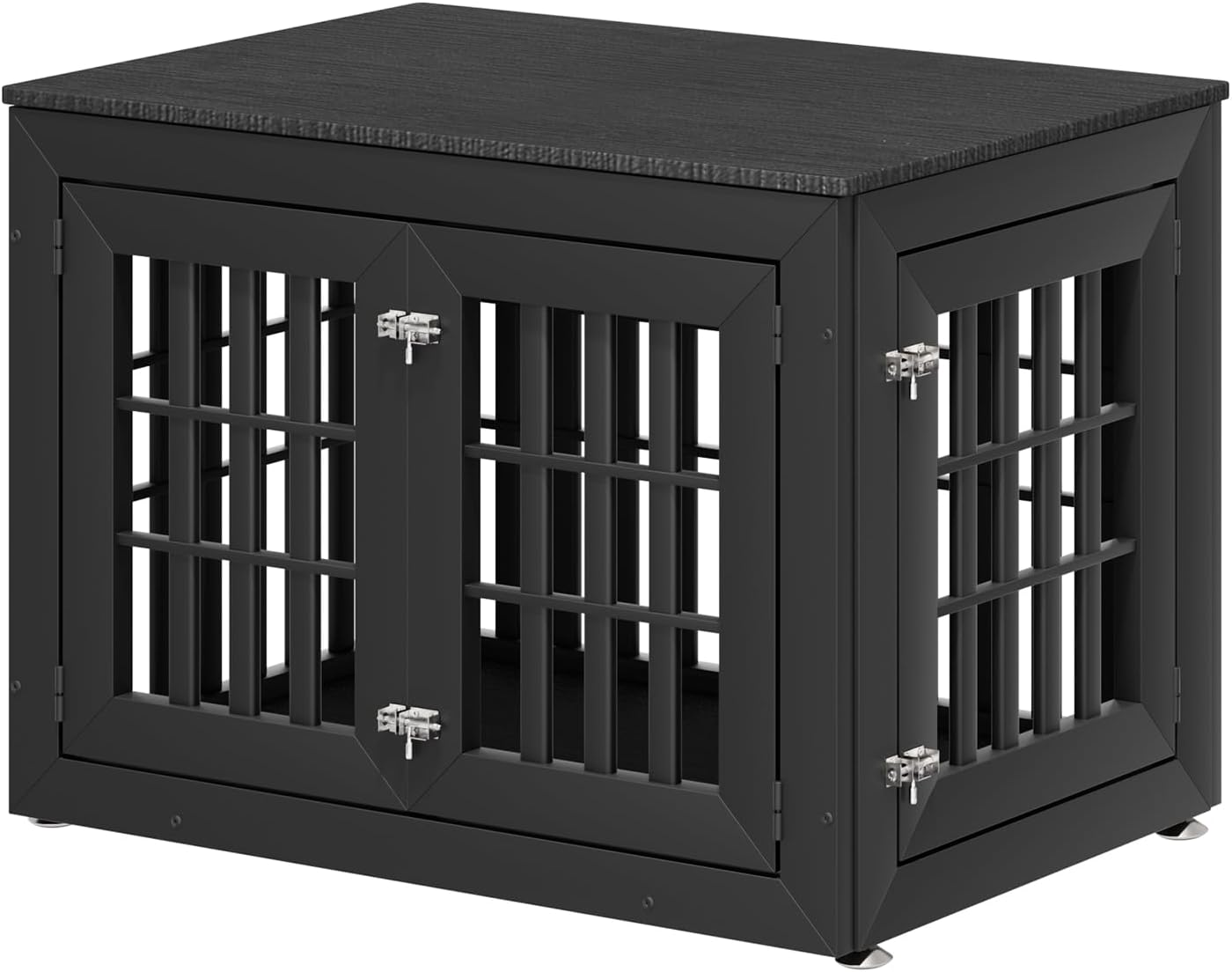38" Heavy Duty Dog Crate Furniture for Small,Medium and Large Dogs,Rustic Wooden Dog Cage Kennel Indoor Furniture with Waterproof Top,Decorative Pet House Side End Table (Black)