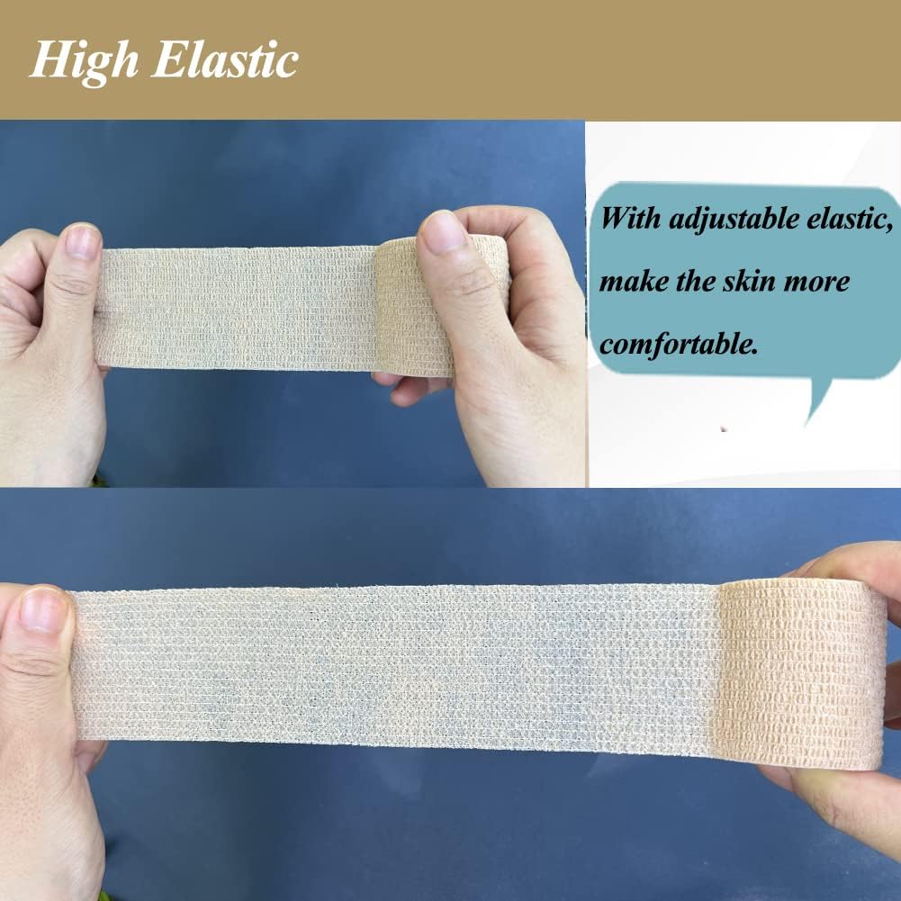 Self Adhesive Bandage Wrap,2 Inch Blue Breathable Elastic Cohesive Bandages, Vet Wrap Sports Tape Bulk for First Aid Supplies, Wrist Sprains Protection