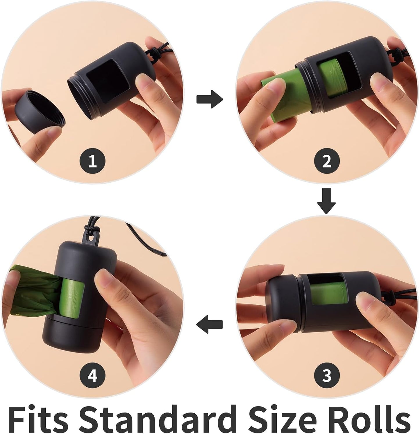 SLSON 3Pack Dog Poop Bag Holder for Leash Lightweight Pet Waste Bag Dispenser with Leash Attachment Portable Plastic Doggie Poop Bag Dispensers,Blue Green Black