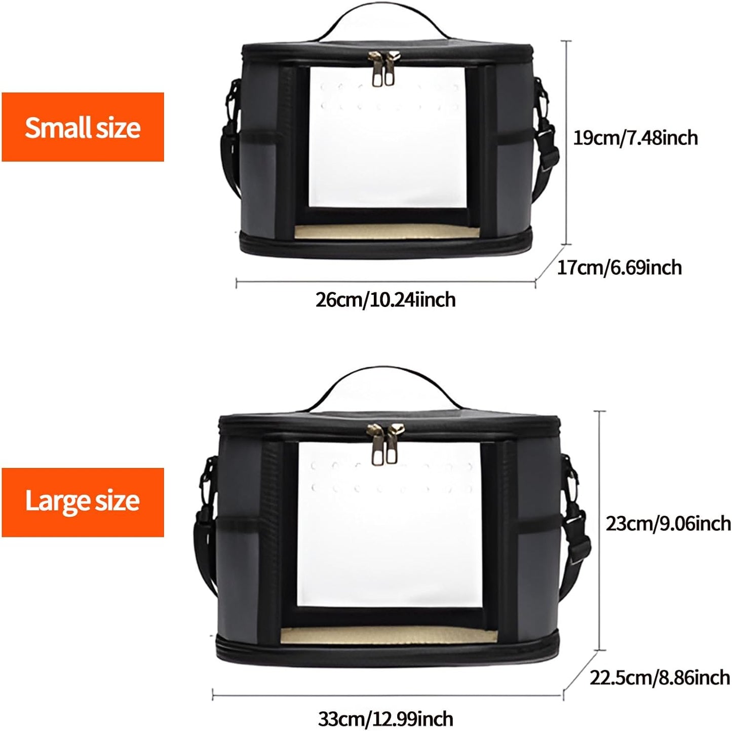 Bird Travel Carrierm, Small Bird Travel Backpack Carrier Cage with Tray and Breathable Clear Window, for Parakeet Cockatiel Budgies, for Camping Hiking (Beige)