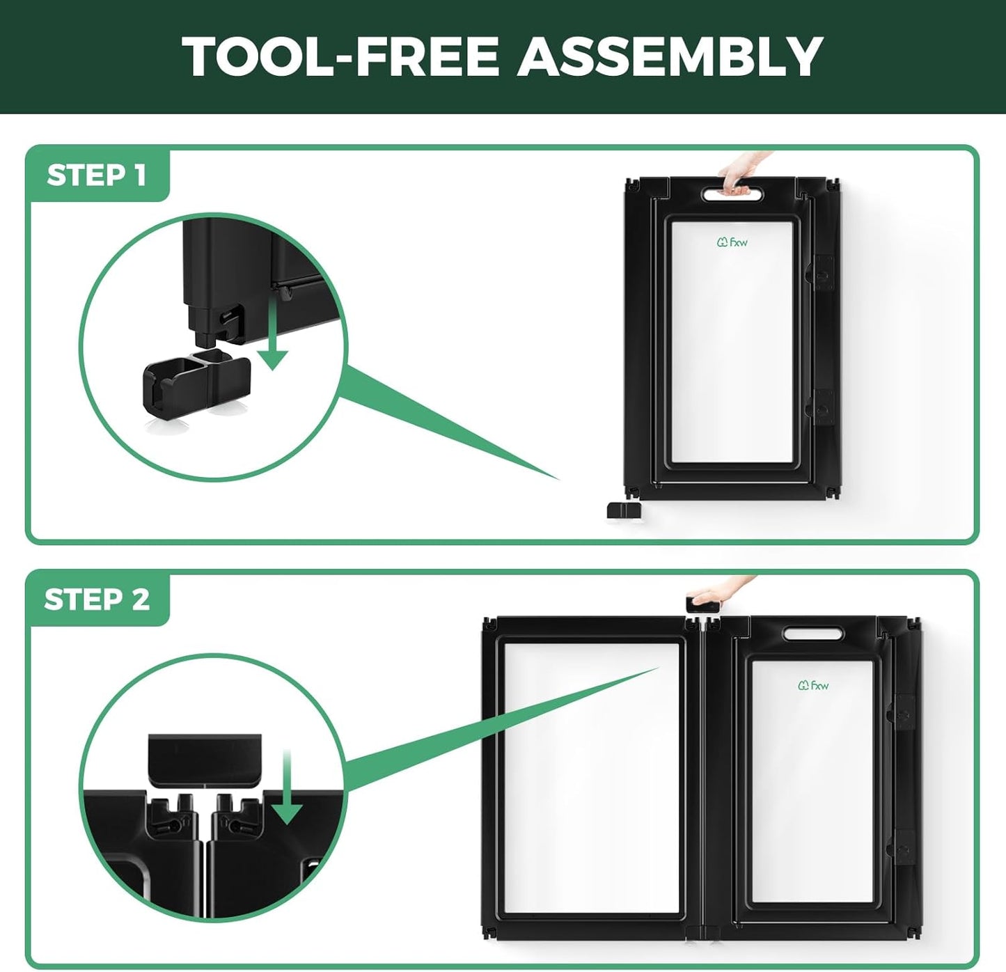 FXW AuraSpace Acrylic Indoor Unleashed Dog Playpen for Medium Dogs, 35 Inch, 16 Panels, Black