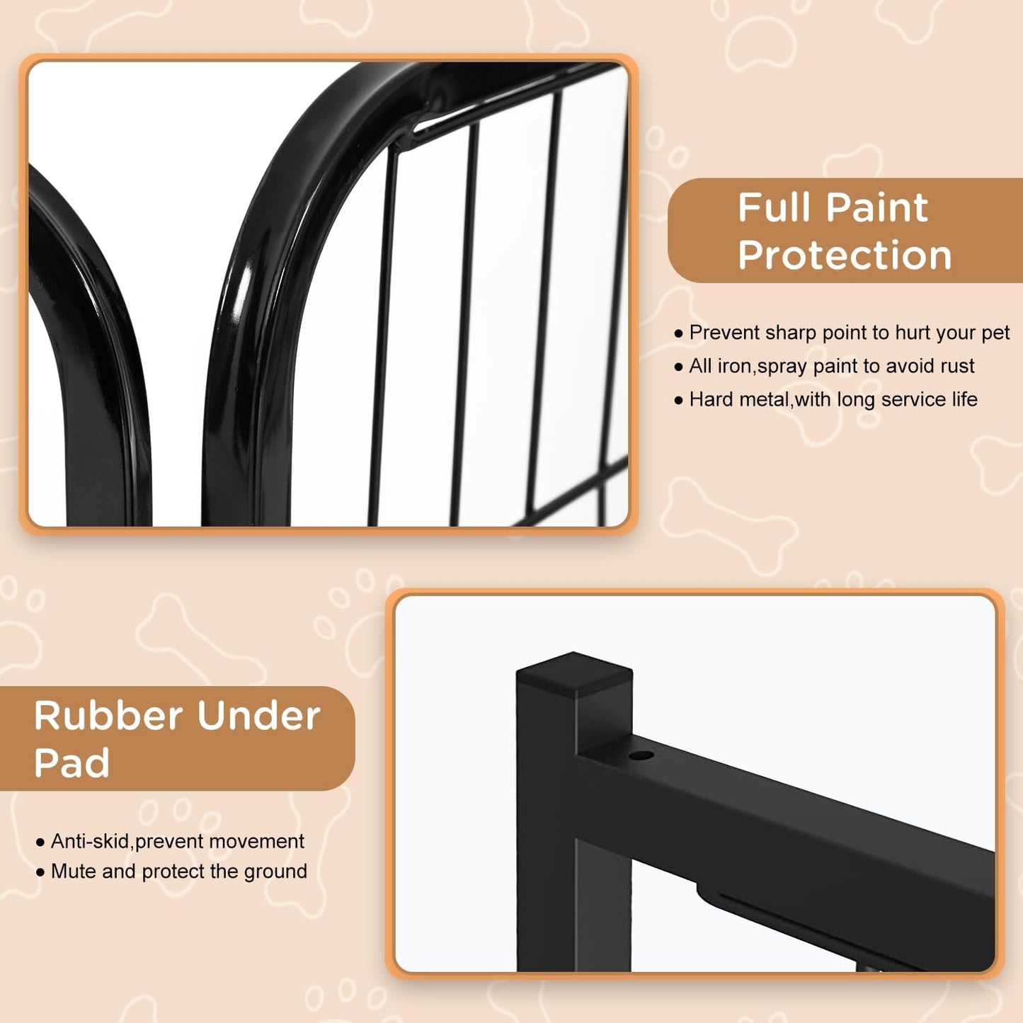 BestPet | Dog Playpen Extender | 40 Inch, 2 Panels | Heavy Duty Metal Pet Exercise Pen | Indoor Outdoor Fence Panels | Rust-Resistant, Removable, Tool-Free Setup | Anti-Skid, Expandable Design