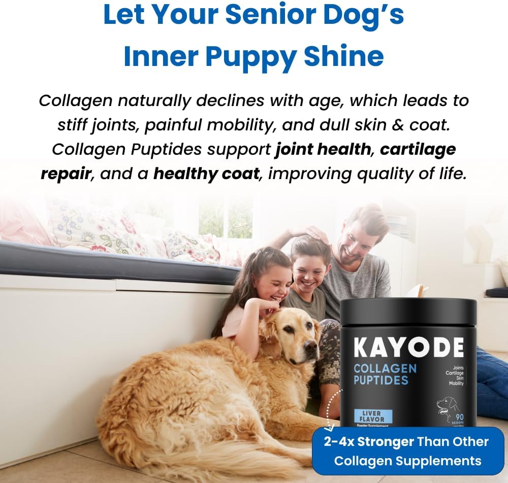 Collagen Puptides - Collagen for Dogs | Premium Dog Joint Supplement | 2X The Amount As Liquid Droppers | Great for Senior & Adult Dogs. Includes Omega 3.