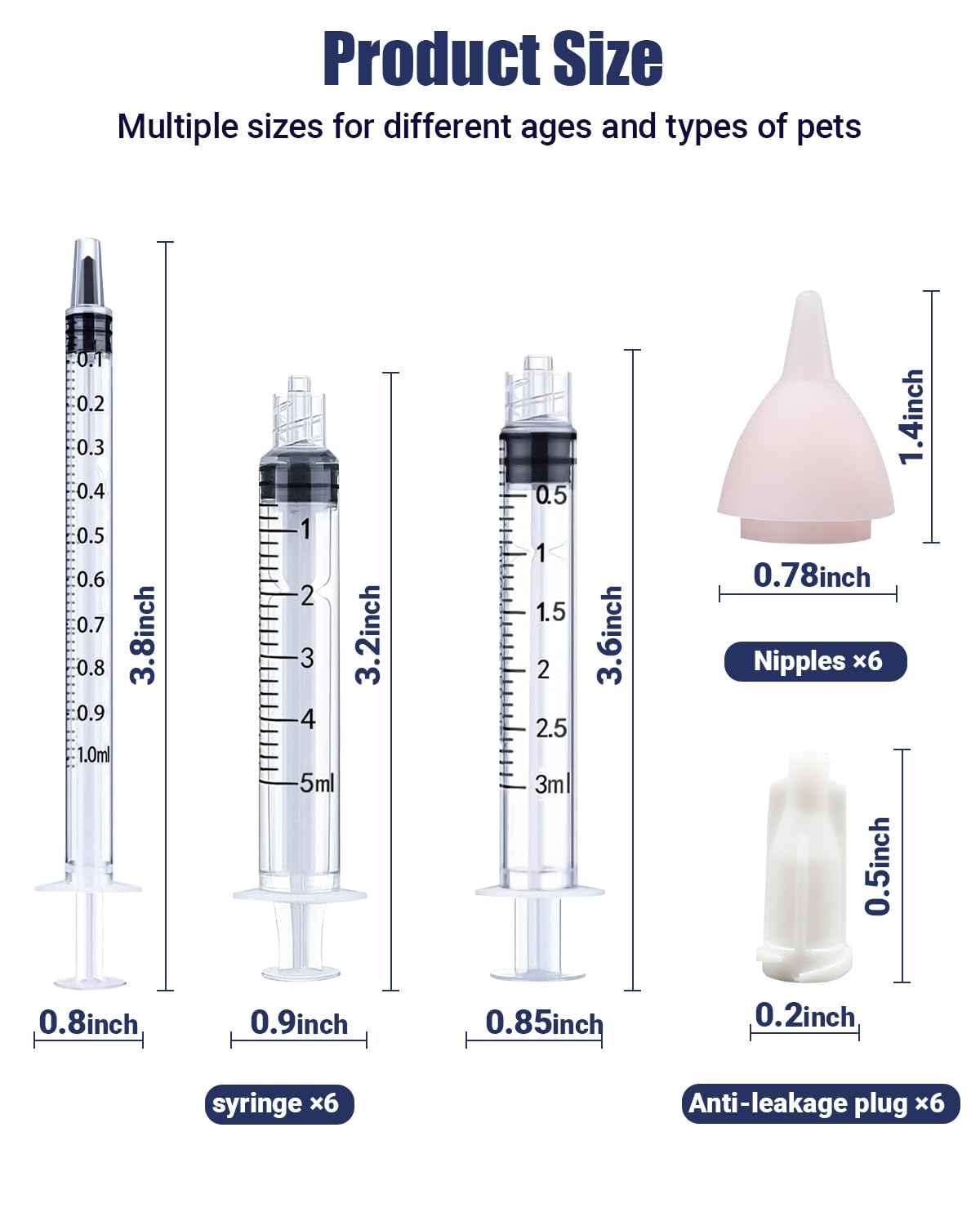 Pet Nursing Bottle, Nursing Bottle Kits, Kitten Bottle Feeding Kit, Suitable for Feeding Newborn Puppies, Kitten, Squirrel with 1 Puppy Bottles for Nursing Puppy Milk, 6 Replacement Nipple