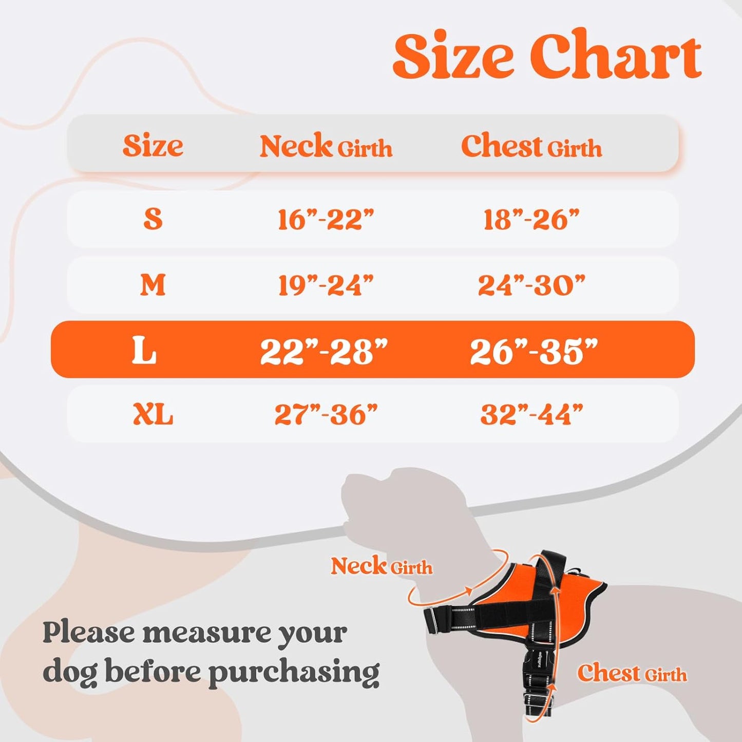 rabbitgoo Dog Harness for Large, Easy On Pet Vest with One Buckle, No Pull Adjustable Service Harness with D-Ring & Handle, Reflective for Safety Walking, Training, Orange, L