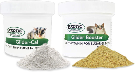 Exotic Nutrition Sugar Glider Vitamin Combo Pack - Powder Multivitamin & Powder Calcium Supplement for Pet Sugar Gliders