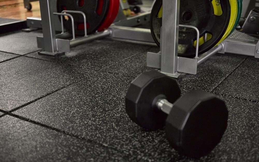 American Floor Mats - Extreme Rubber Gym Tiles 1 Inch Thick Colorful Superior Shock and Sound Absorbing 95% Light Greys 2' x Single Tile (Covers 4 Sq Ft)