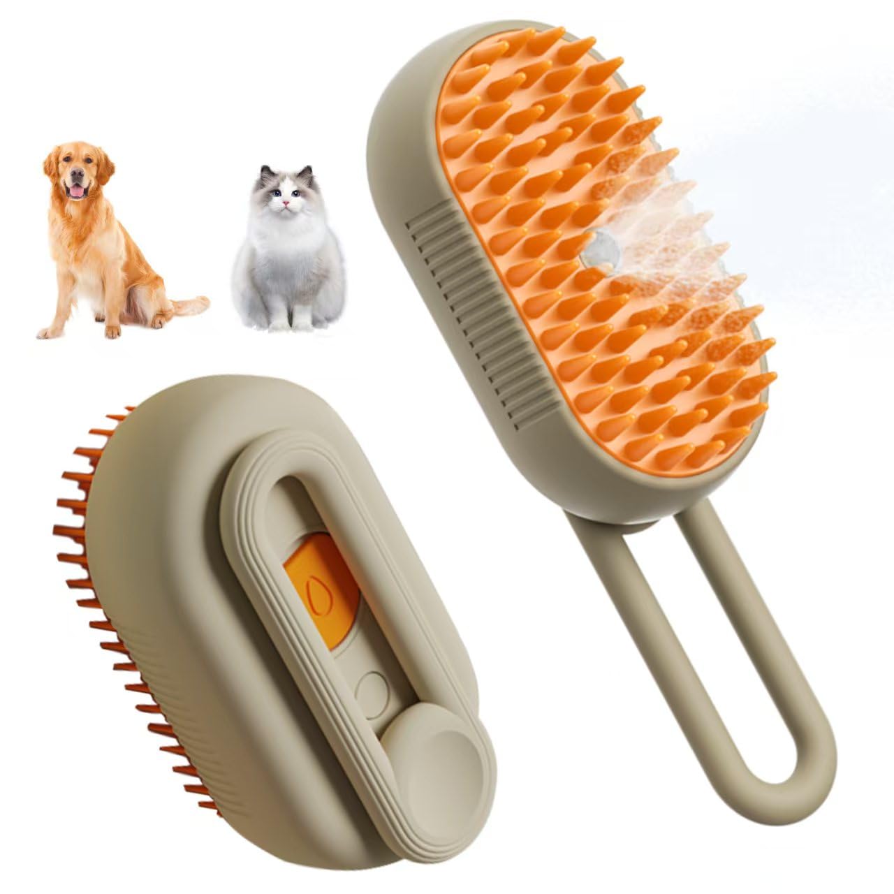 Cat Steam Brush for Shedding 4 in 1 Dog Brush with Steam Pet Hair Cleaning Brush Comb for Spray Pet Grooming for Long & Short Haired Pets Comb for Cats (Brown)