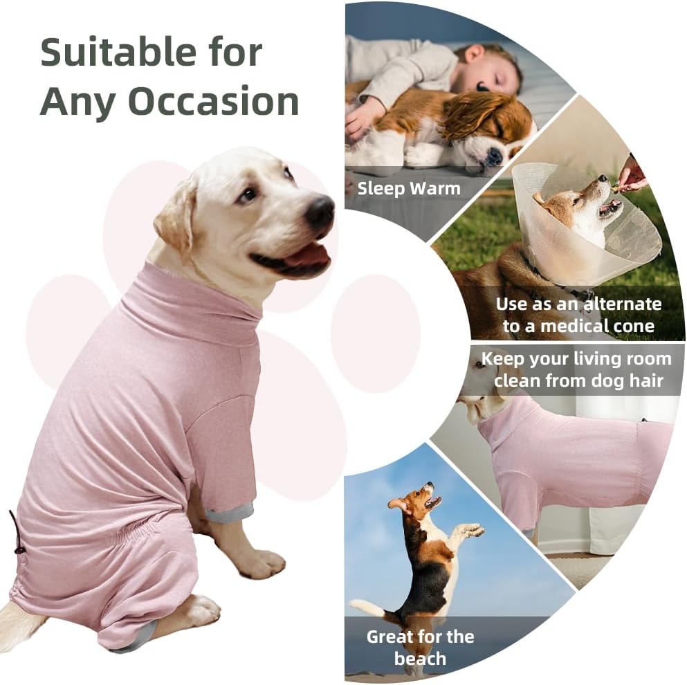 Dog Pyjamas PJS Sweater Clothes and Home Clothing Suitable for Small to Medium Breeds of Dogs, Dog Neutering Suits, Extra-Large Stretch Fabric, Four-Legged Clothes(Thin Pink, XL)