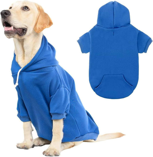 KOOLTAIL Basic Dog Hoodie - Soft and Warm Dog Hoodie Sweater with Leash Hole and Pocket, Dog Winter Coat, Cold Weather Clothes Sweatshirt for Small Medium Large Dogs Puppy Cat Boys Girls Blue XL