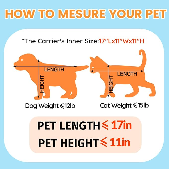 Petskd Top and Side Expandable Pet Carrier 19x13x9 Inches Southwest Allegiant Airlines Approved, Soft-Sided Carrier for Small Dog Under 12 lbs and Large Cat Under 15 lbs(Blue)