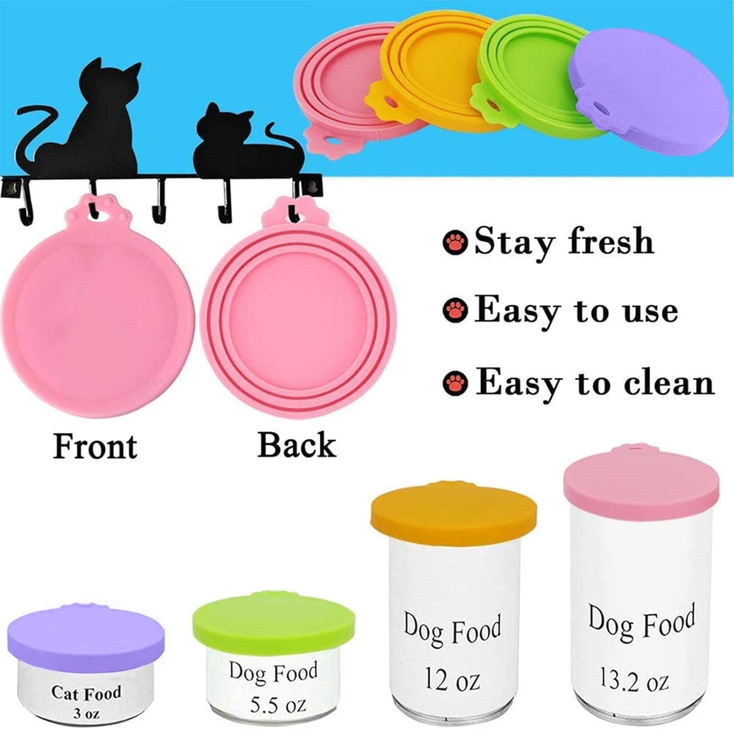 Dog Food Can Covers Silicone Food Can Lids for Cat Dog Pet Food Cans | Universal Size | BPA Free | (Mix Color3)
