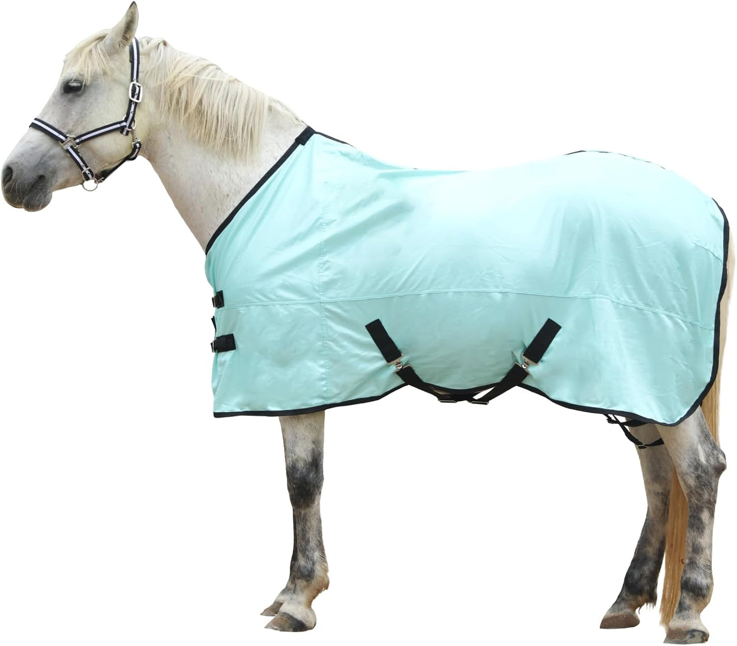 Horse Fly Sheet, Standard Neck Comfy Mesh Fly Sheet for Horses, Equine Summer Sheets UV-Protective Green 69