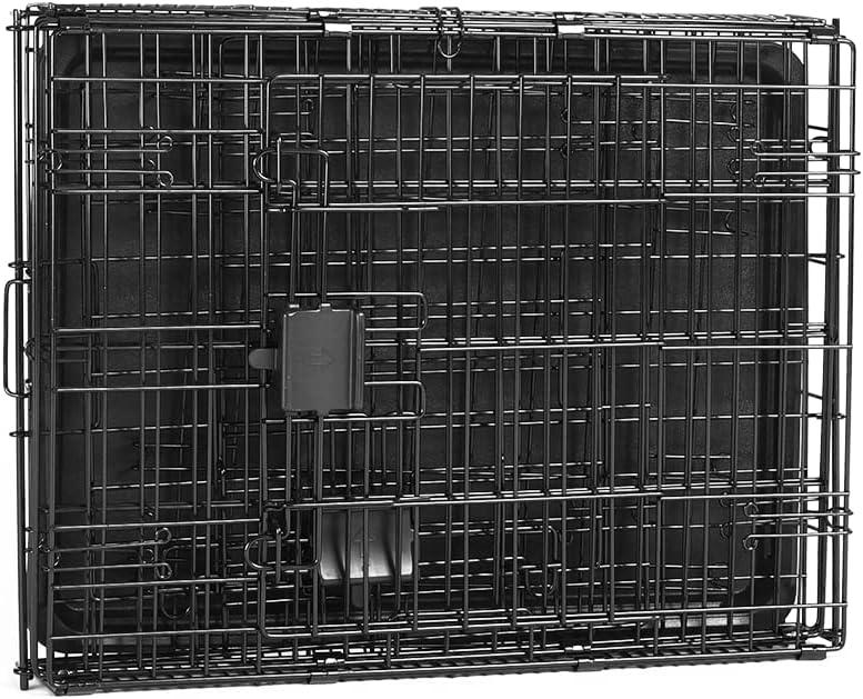 Amazon Basics Durable,Foldable Metal Wire Dog Crate with Tray, Double Door, Divider, 24 x 18 x 20 in, Black