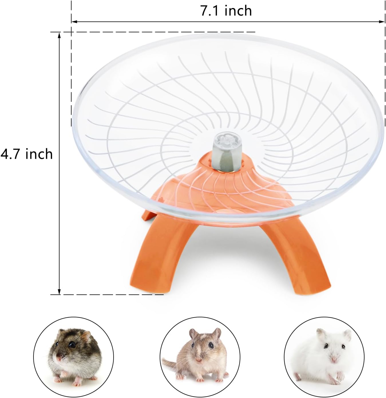 Hamster Wheel Silent Hamster Exercise Wheel Running Spinner Hamster Flying Saucer for Hamsters Gerbils Mice and Other Small Pets (Orange)