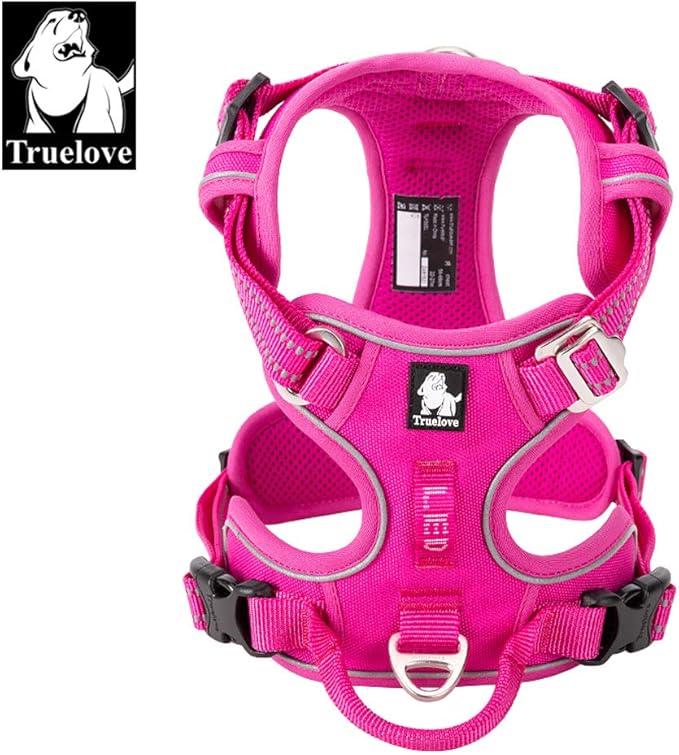 TRUE LOVE Dog Harness No Pull Nylon Reflective Pet Harness Adjustable Comfortable Control Step-in Brilliant Colors Truelove TLH56512 XS Fuchsia
